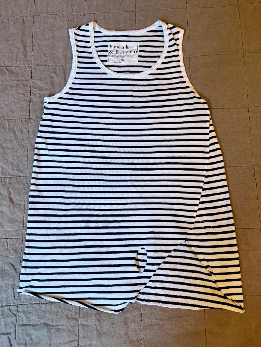 RARE Frank & Eileen 'Tee Lab' Striped Asymmetric Thumb Hole Hem Tank Top XS